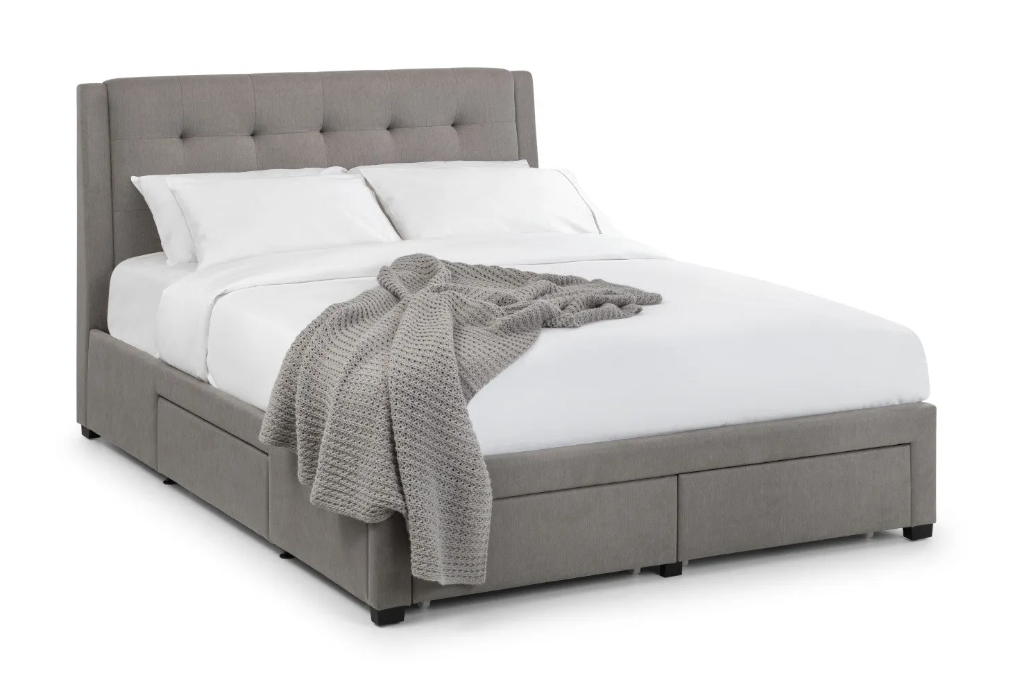 Fullerton 4 Drawer Bed in Grey Linen by Julian Bowen