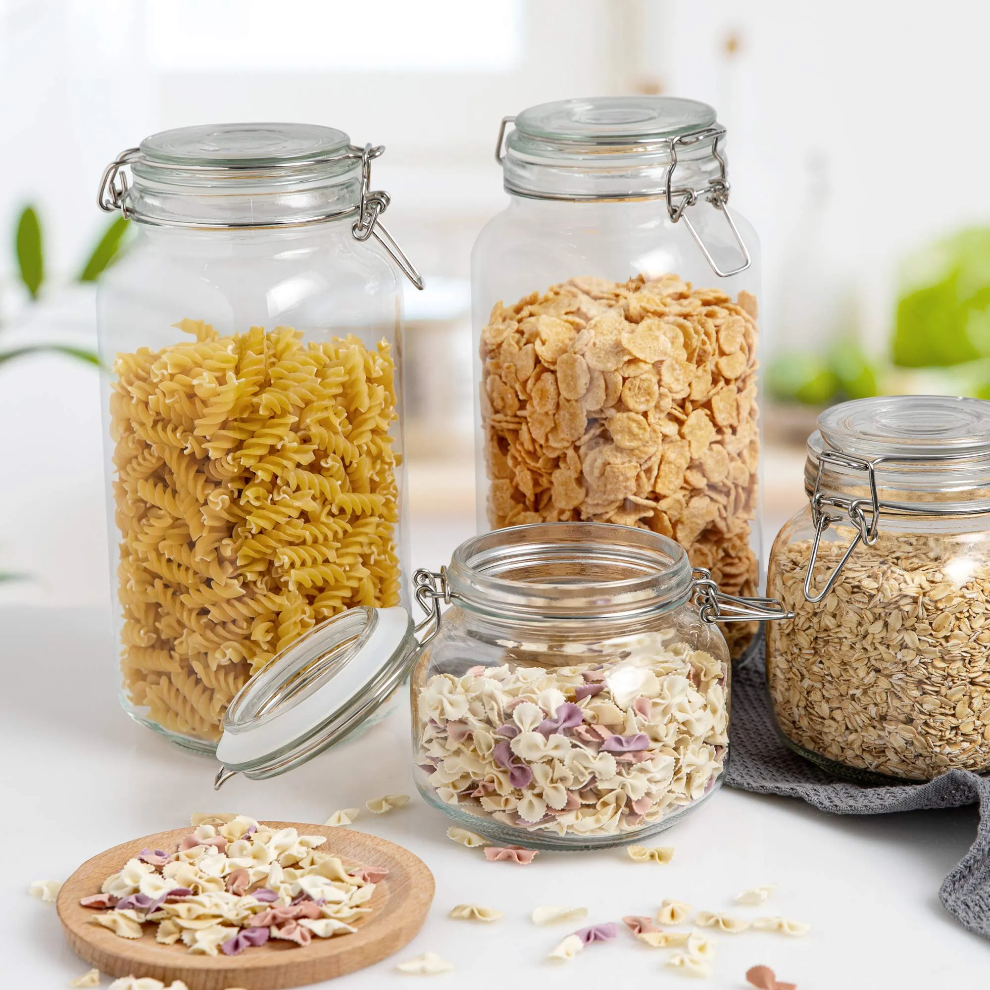 Glass Food Storage Jars, Set of 3