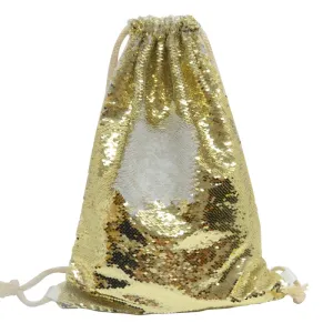 Gold Sequin drawstring bag - 34 x 45 cm