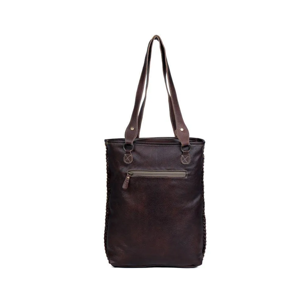 Golden Embossed Leather & Hairon Shoulder Bag