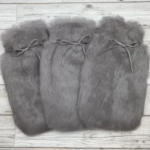 Grey Rabbit Fur Luxury Hot Water Bottle - Small - Luxury Gift