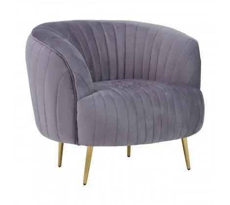 Grey Velvet Chair With Gold Legs