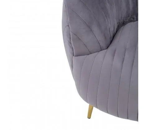 Grey Velvet Chair With Gold Legs