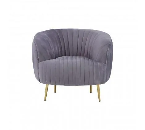 Grey Velvet Chair With Gold Legs