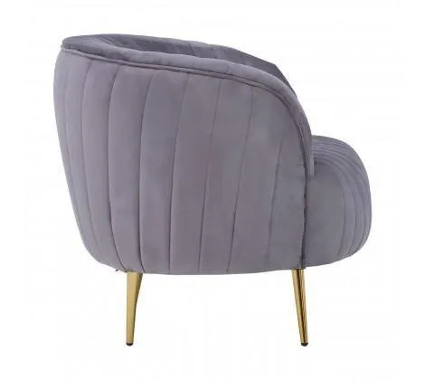 Grey Velvet Chair With Gold Legs