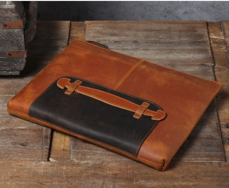 Groomsmen Gift Leather Laptop Bag Clutch