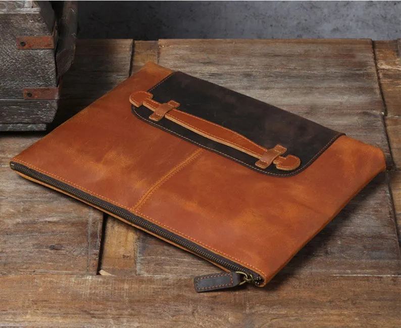 Groomsmen Gift Leather Laptop Bag Clutch