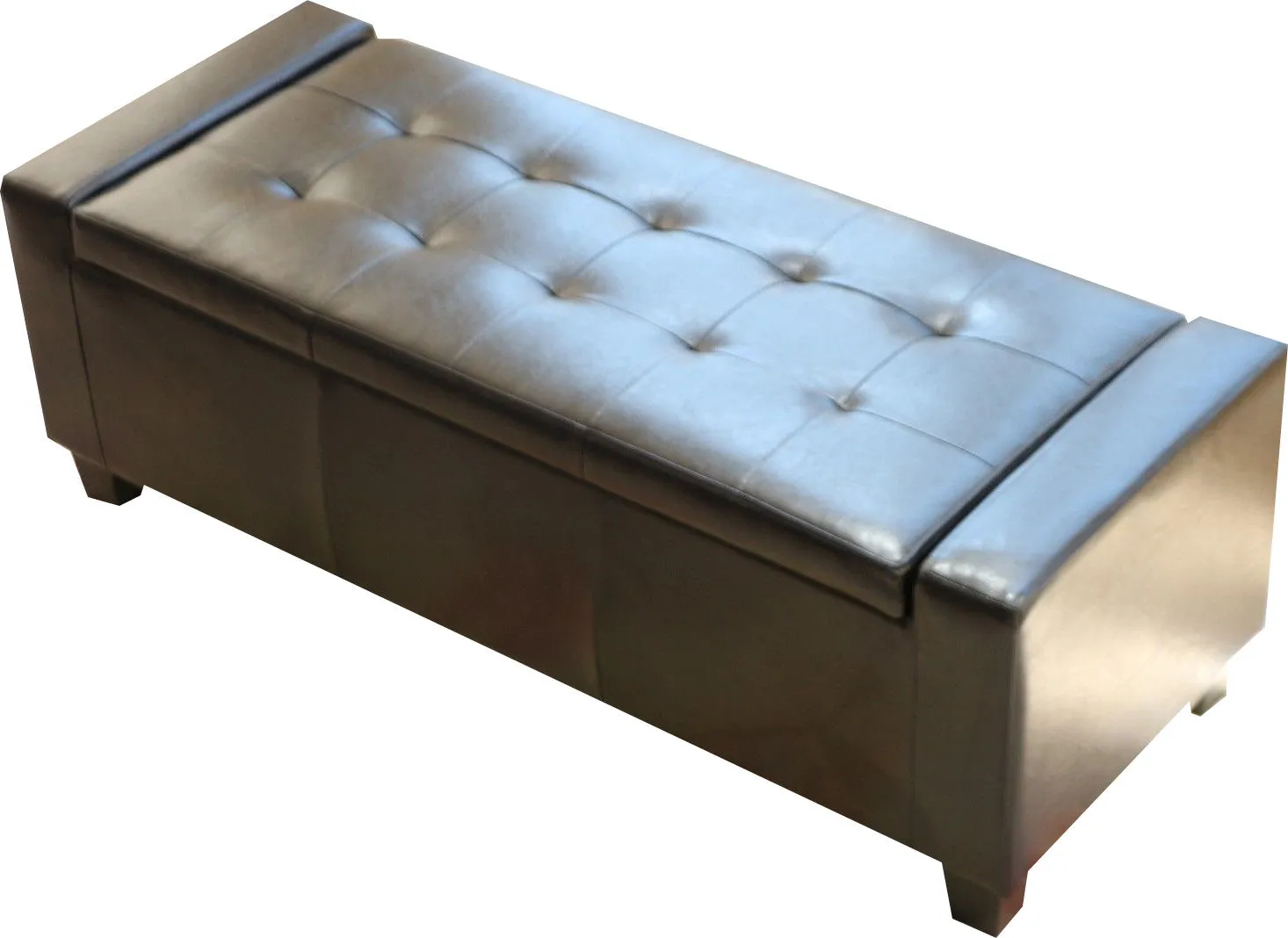 Guernsey Black Leather Storage Ottoman