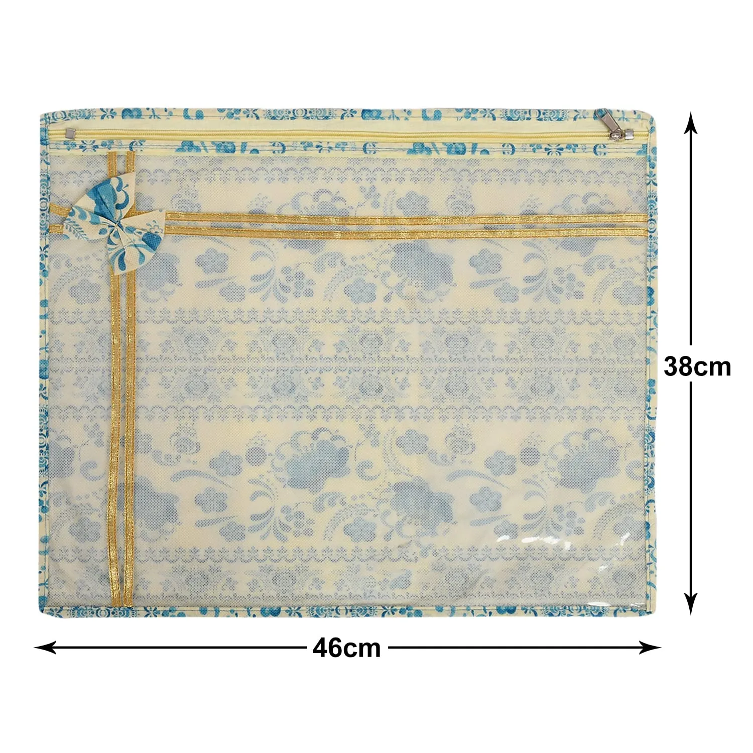 Heart Home Floral Print Non-Woven Single Saree cover For Store Saree, Lehenga, Suit With Transparent Top,Pack of 9 (Blue) 54HH4156.