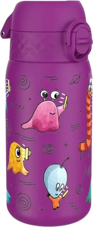 Ion8 Kids Water Bottle, Steel 400 ml/13 oz, Leak Proof, Easy to Open, Secure Lock, Dishwasher Safe Purple