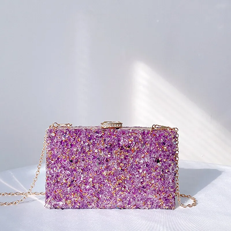 Jeweled Handbag 2022 New Stone Pattern Acrylic Evening Bag Crossbody Crystal Handbag Women's Party Purse Ladies Clutch