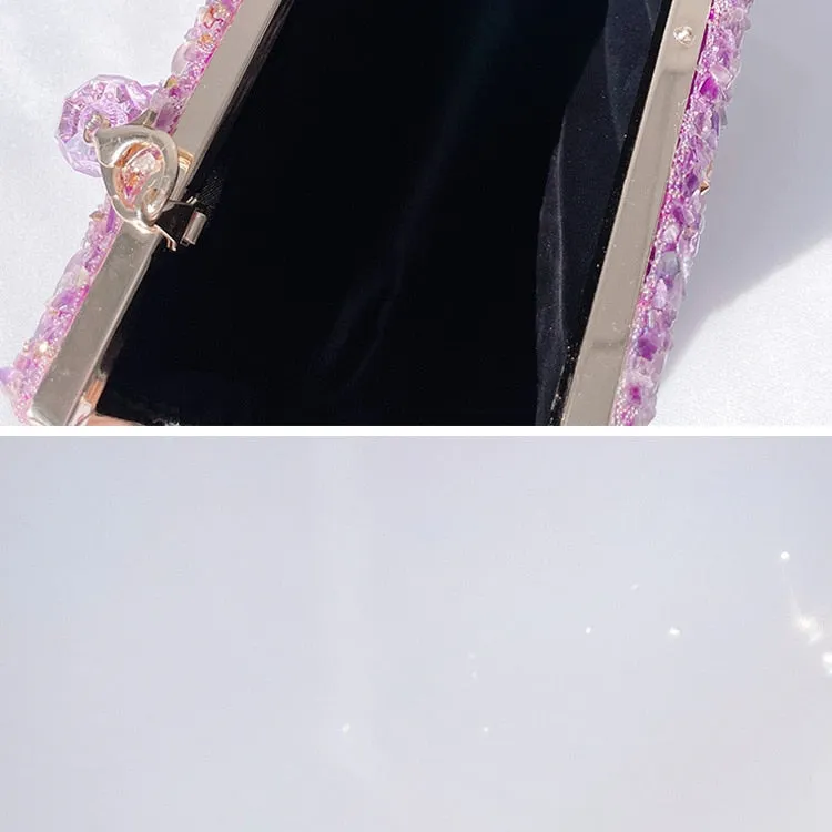 Jeweled Handbag 2022 New Stone Pattern Acrylic Evening Bag Crossbody Crystal Handbag Women's Party Purse Ladies Clutch