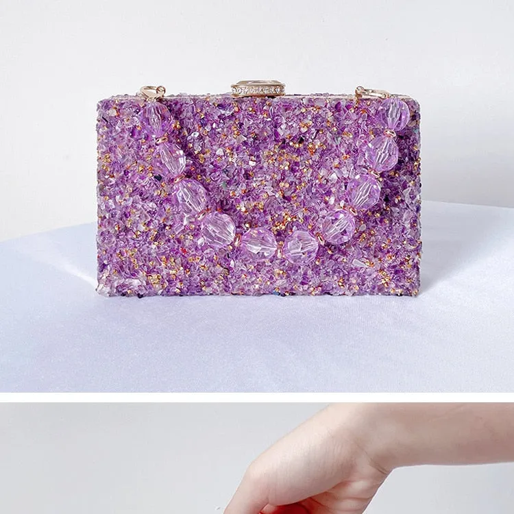 Jeweled Handbag 2022 New Stone Pattern Acrylic Evening Bag Crossbody Crystal Handbag Women's Party Purse Ladies Clutch