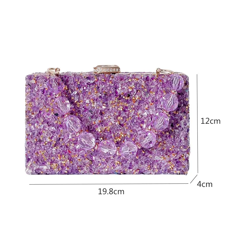 Jeweled Handbag 2022 New Stone Pattern Acrylic Evening Bag Crossbody Crystal Handbag Women's Party Purse Ladies Clutch