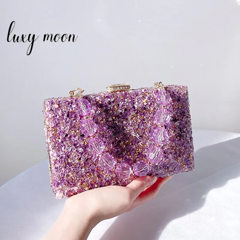 Jeweled Handbag 2022 New Stone Pattern Acrylic Evening Bag Crossbody Crystal Handbag Women's Party Purse Ladies Clutch