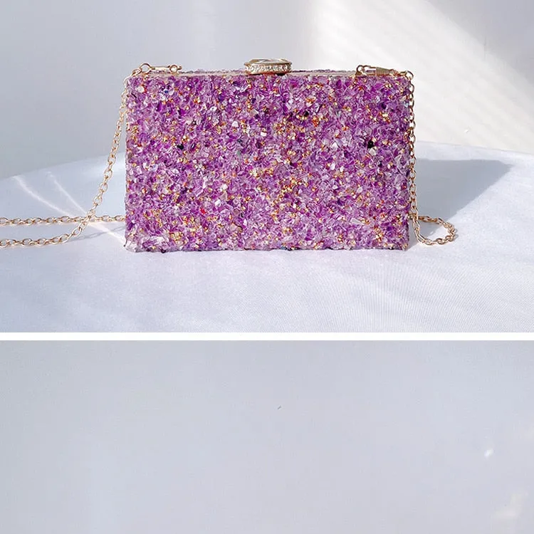 Jeweled Handbag 2022 New Stone Pattern Acrylic Evening Bag Crossbody Crystal Handbag Women's Party Purse Ladies Clutch