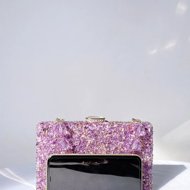 Jeweled Handbag 2022 New Stone Pattern Acrylic Evening Bag Crossbody Crystal Handbag Women's Party Purse Ladies Clutch