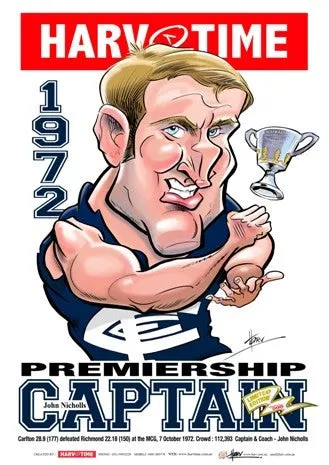 John Nicholls, 1972 Premiership Captain, Harv Time Poster