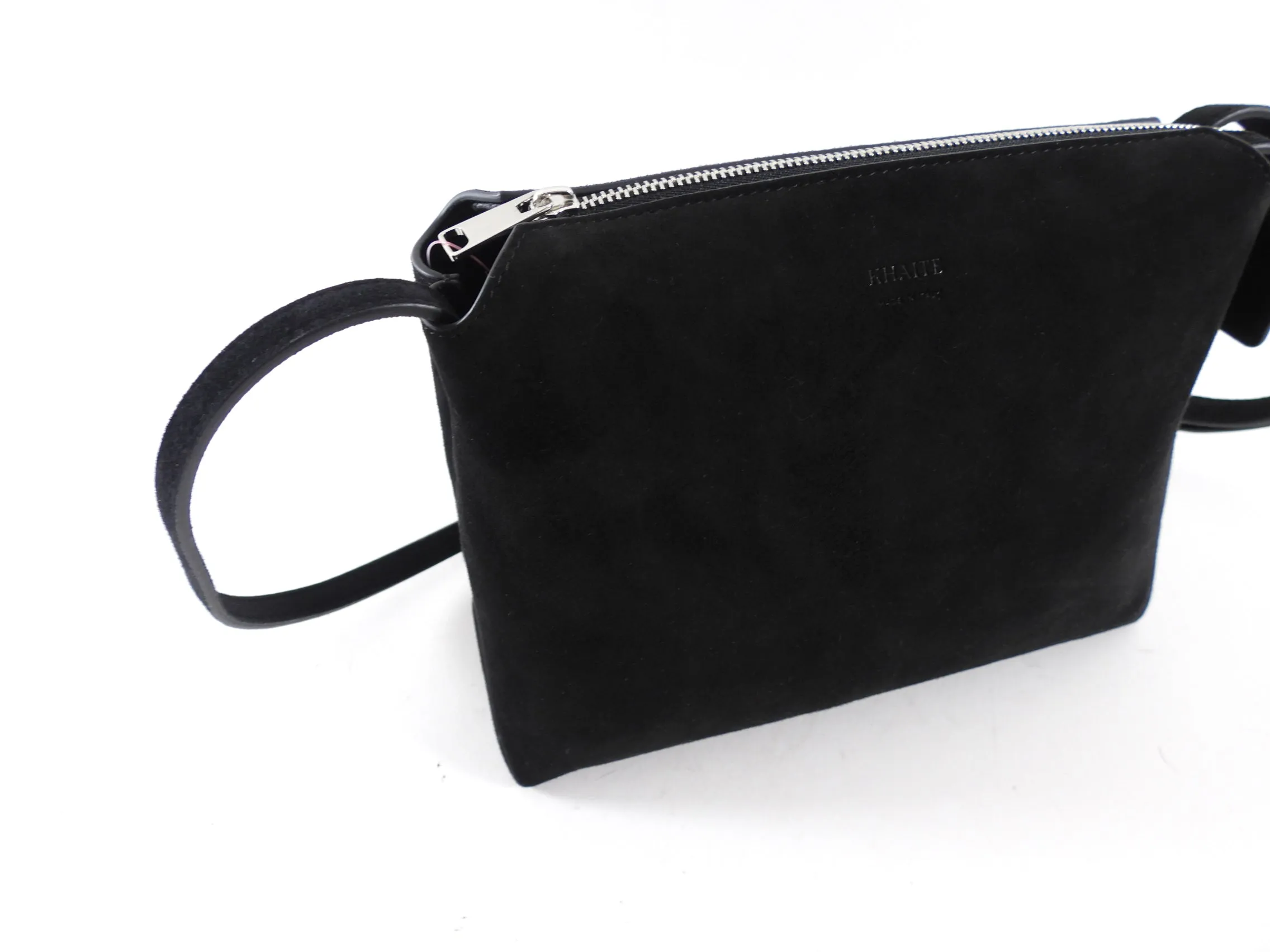 Khaite Black Suede Lina Pouch Crossbody Bag