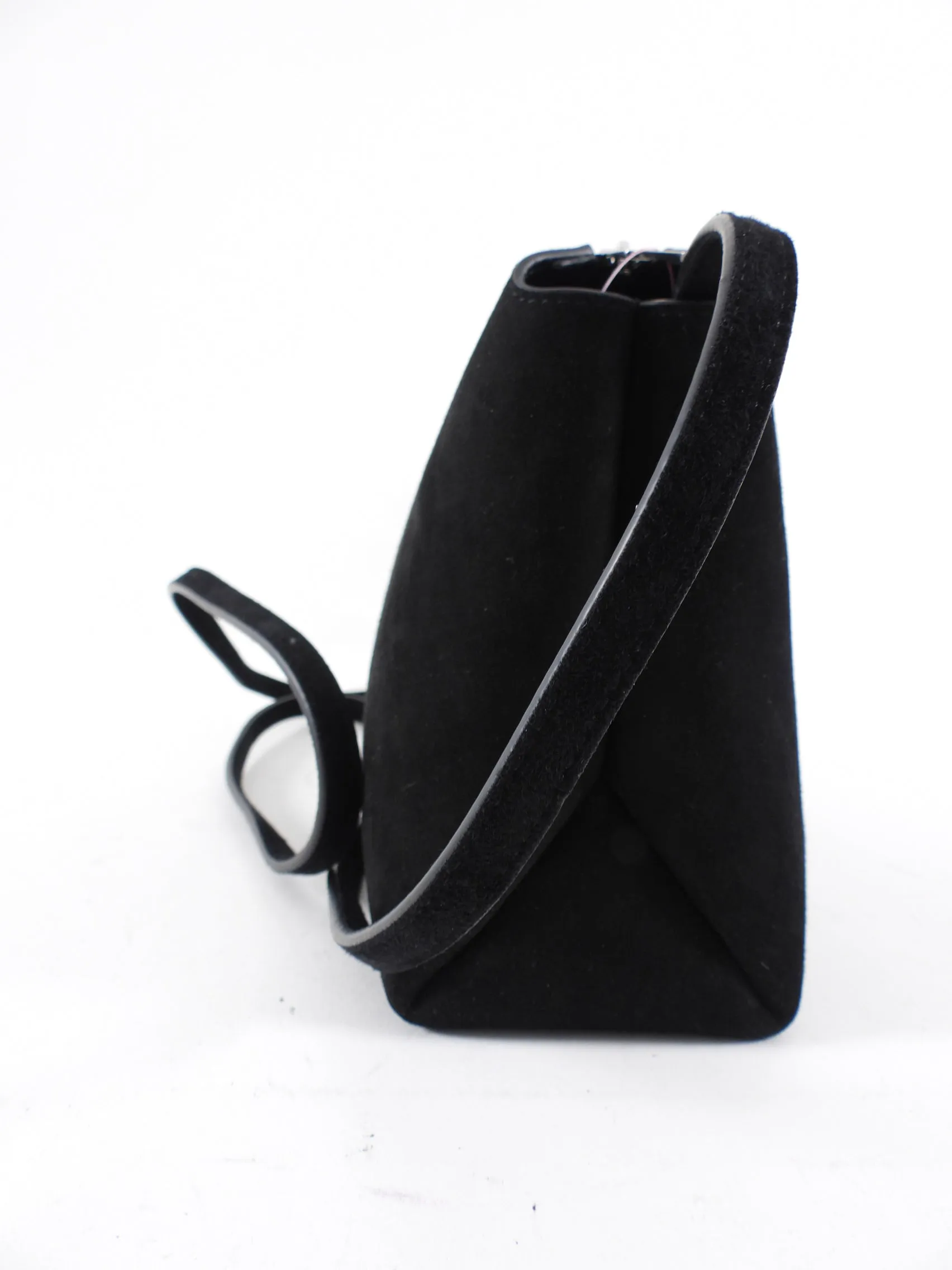 Khaite Black Suede Lina Pouch Crossbody Bag