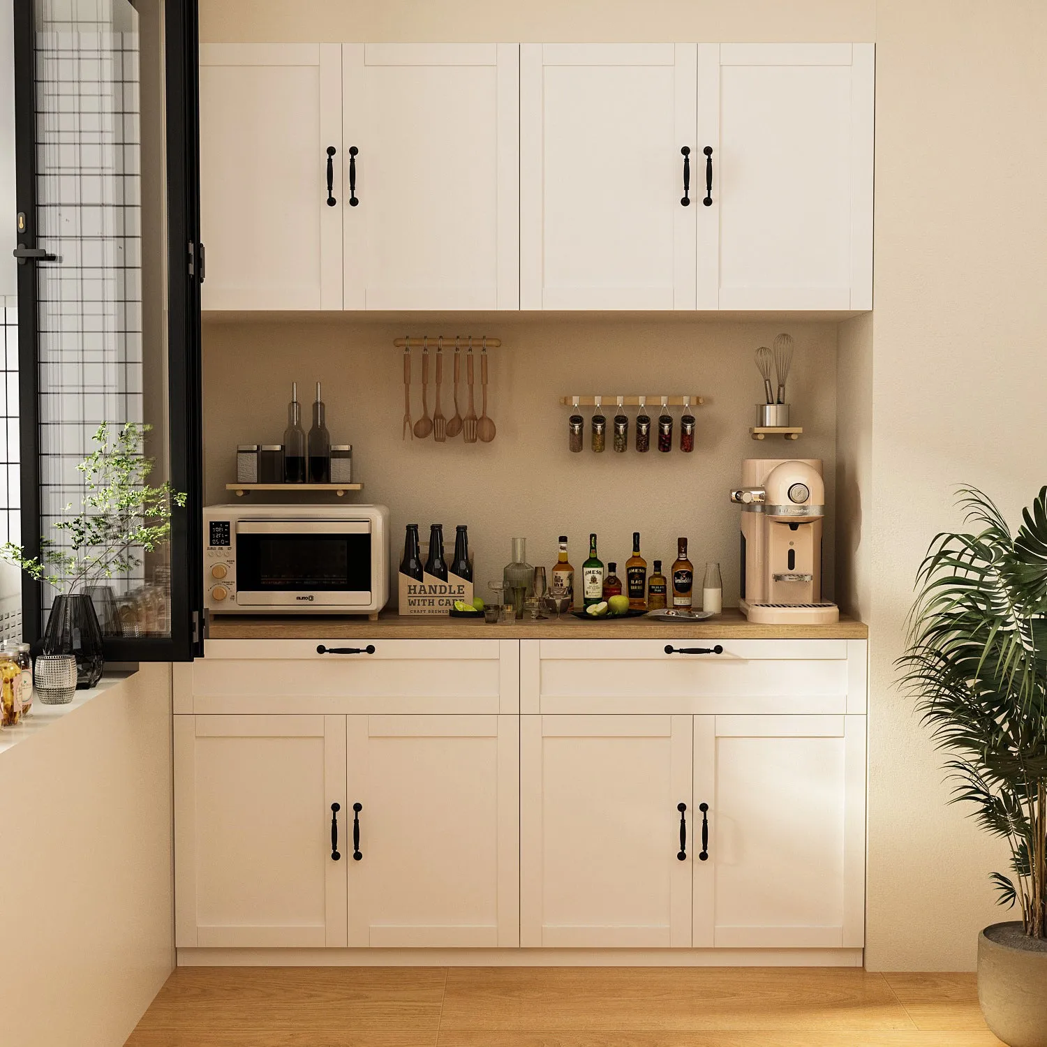 Kitchen Sideboard Storage Pantry Cupboard with Spacious Countertop for Kitchen