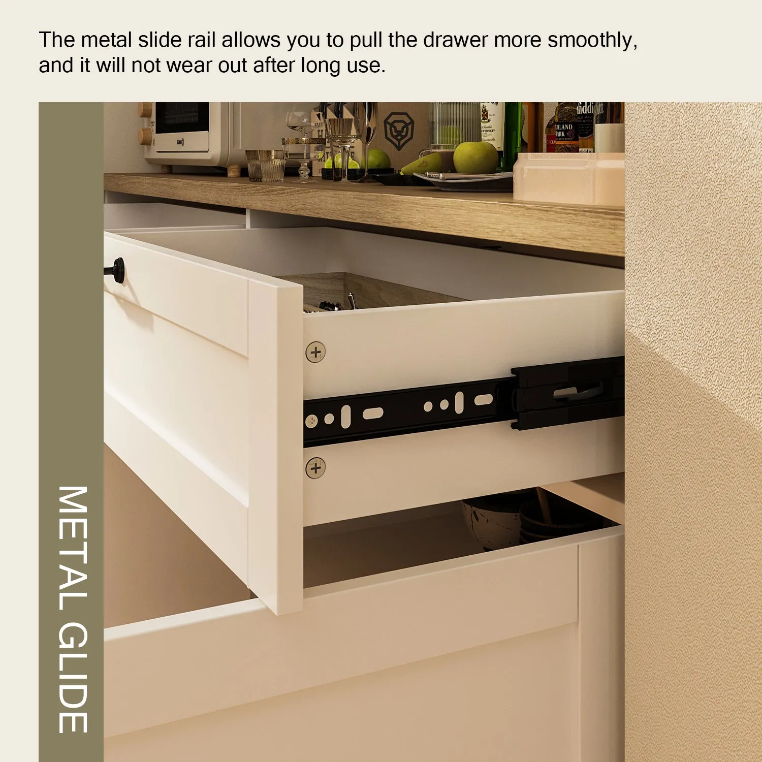 Kitchen Sideboard Storage Pantry Cupboard with Spacious Countertop for Kitchen