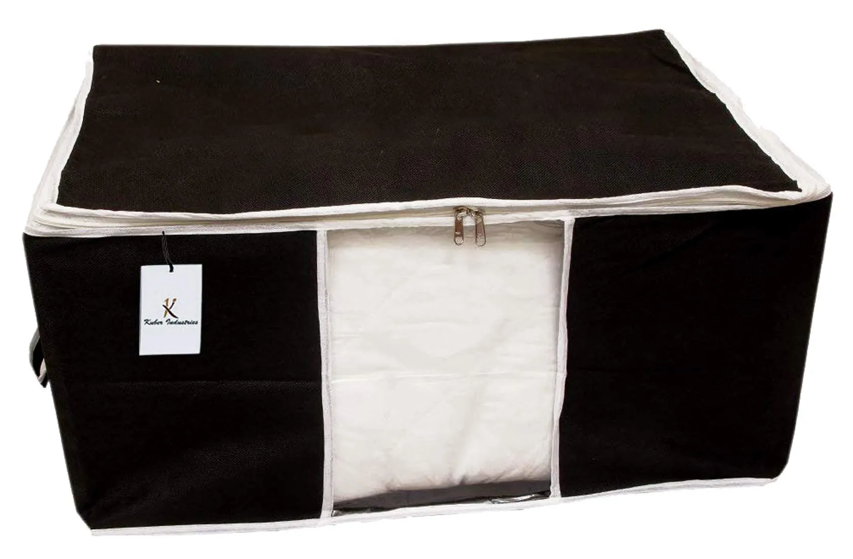 Kuber Industries 2 Piece Non Woven Underbed Storage Bag, Storage Organiser, Blanket Cover with Transparent Window, Extra Large, Black CTKTC034442