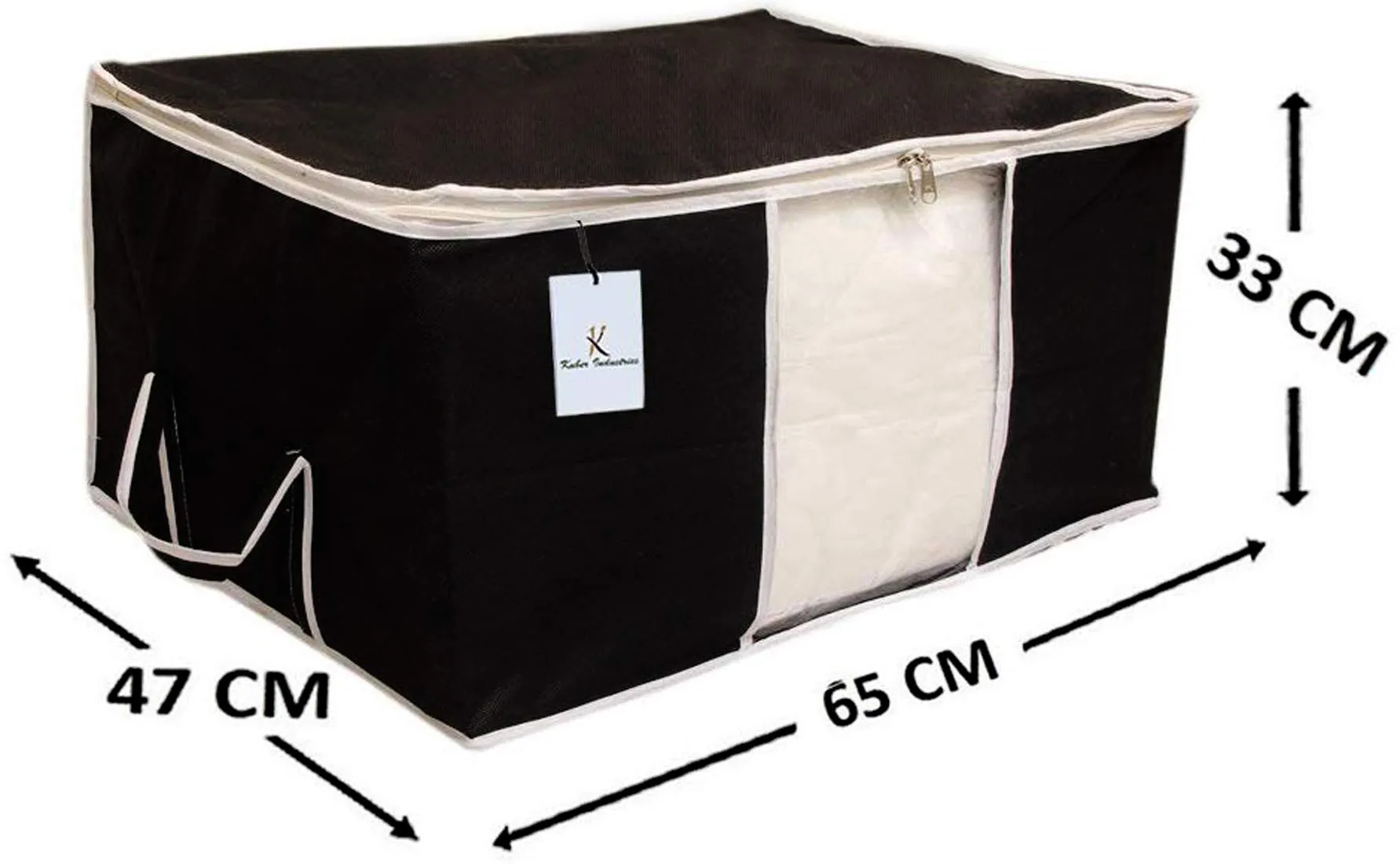 Kuber Industries 2 Piece Non Woven Underbed Storage Bag, Storage Organiser, Blanket Cover with Transparent Window, Extra Large, Black CTKTC034442