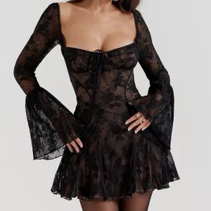 Lace Long Sleeve Mini Dress