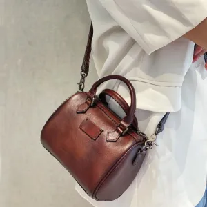 Ladies Coffee Leather Shoulder Bag Genuine Leather Handbags For Women