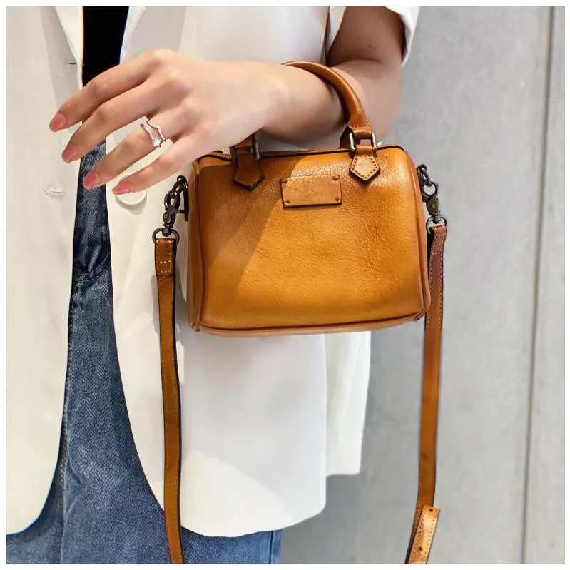 Ladies Coffee Leather Shoulder Bag Genuine Leather Handbags For Women