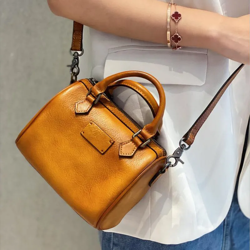 Ladies Coffee Leather Shoulder Bag Genuine Leather Handbags For Women