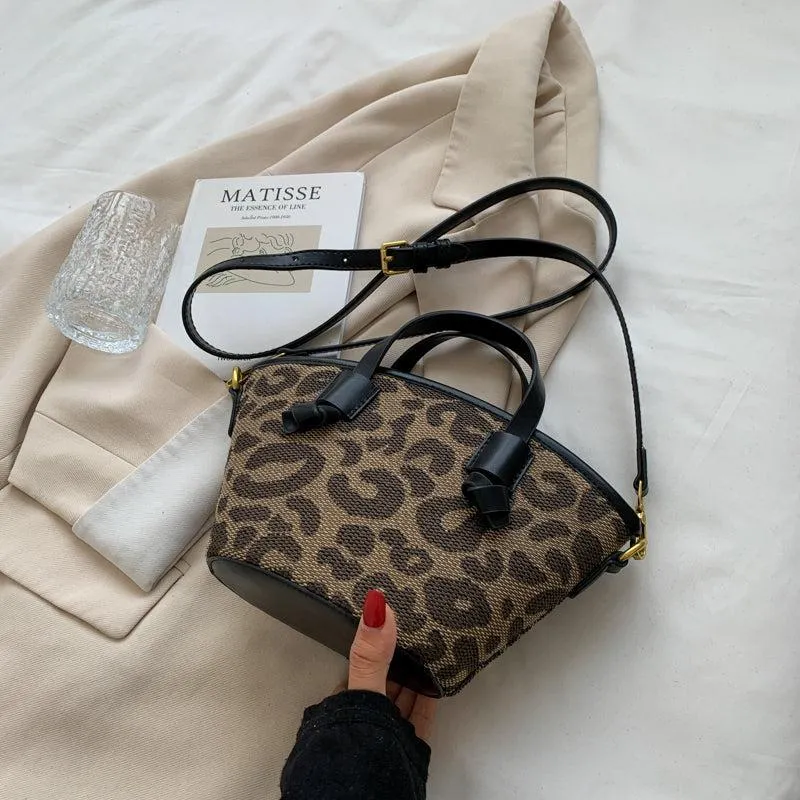 Leopard Print Crossbody Bucket Bag