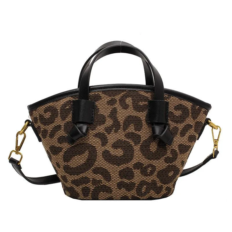 Leopard Print Crossbody Bucket Bag