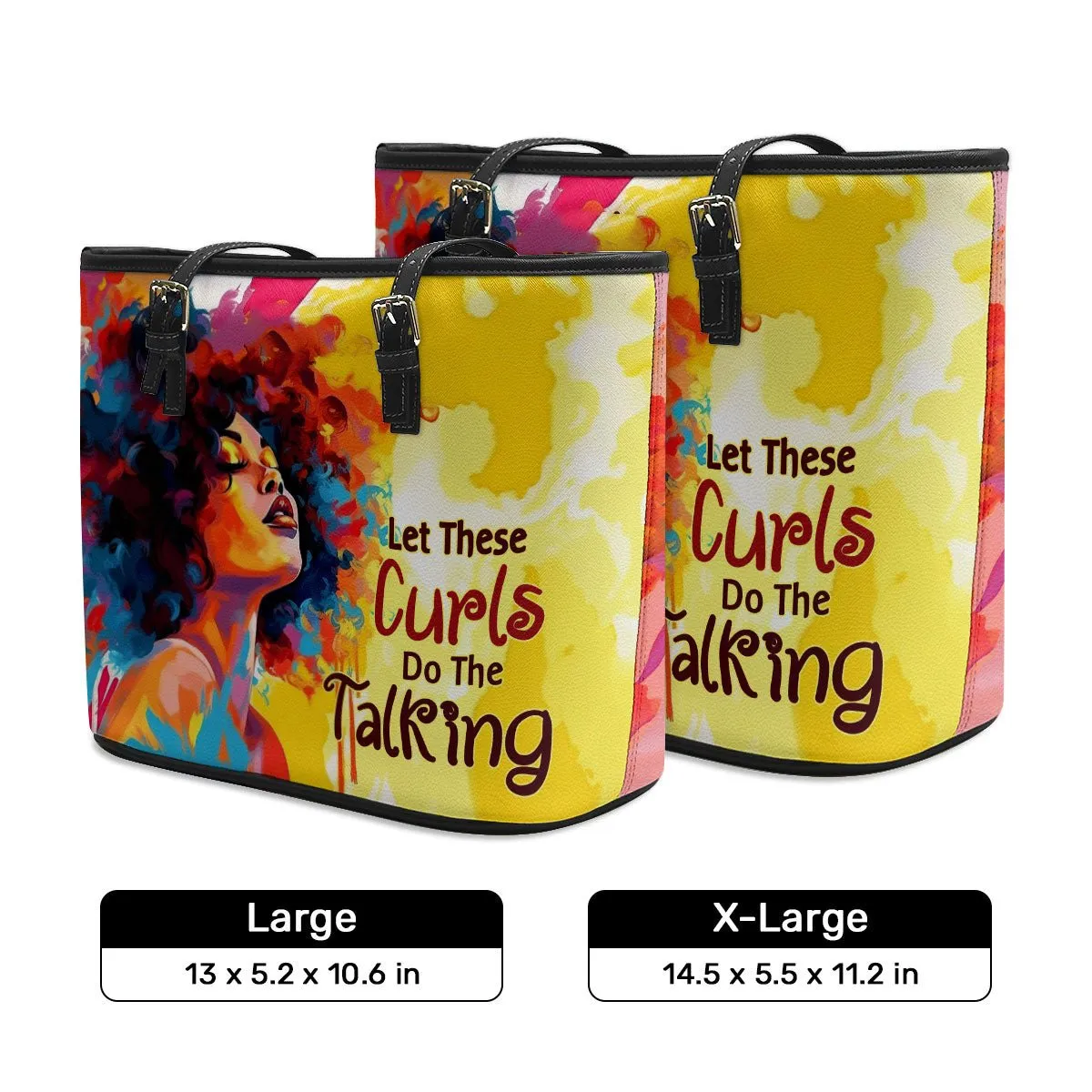 Let These Curls Do The Talking - Personalized Leather Totebag