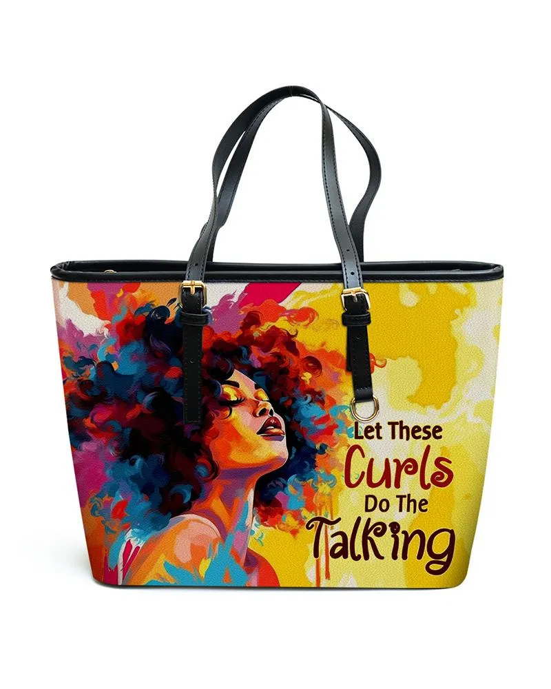 Let These Curls Do The Talking - Personalized Leather Totebag