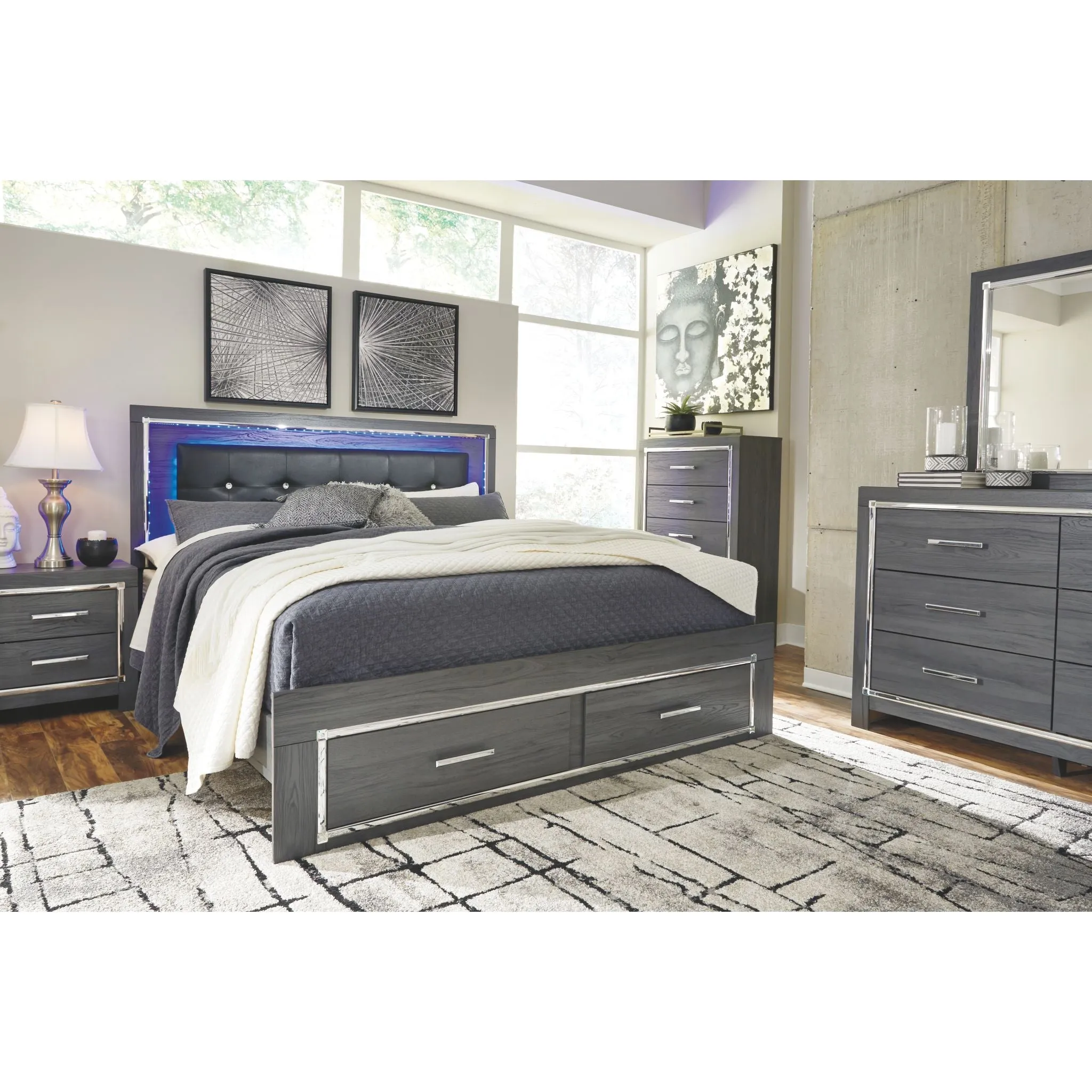 Lodanna Storage Platform Bed - Gray