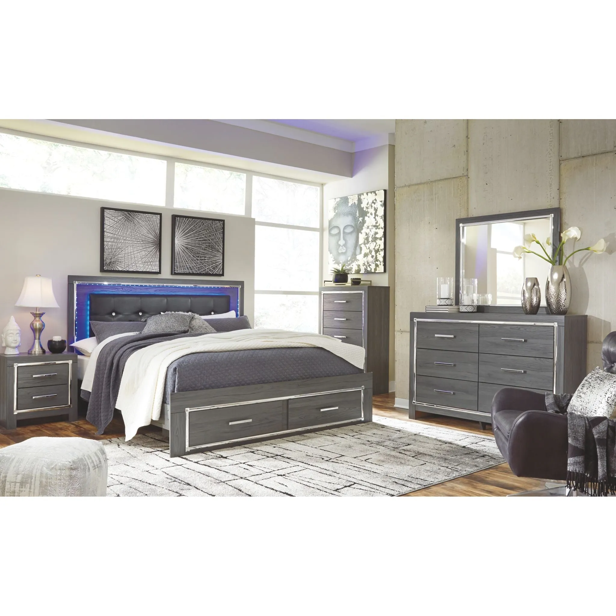 Lodanna Storage Platform Bed - Gray