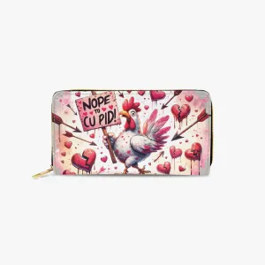 Long Type Zipper Purse - Chicken/Rooster, Nope not today Cupid