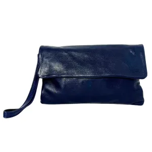 Lucie Leather Bag/Clutch: Navy