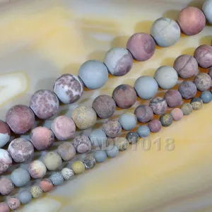 Matte Natural Japan Artistic Stone Gemstone Round Loose Beads on a 15.5" Strand