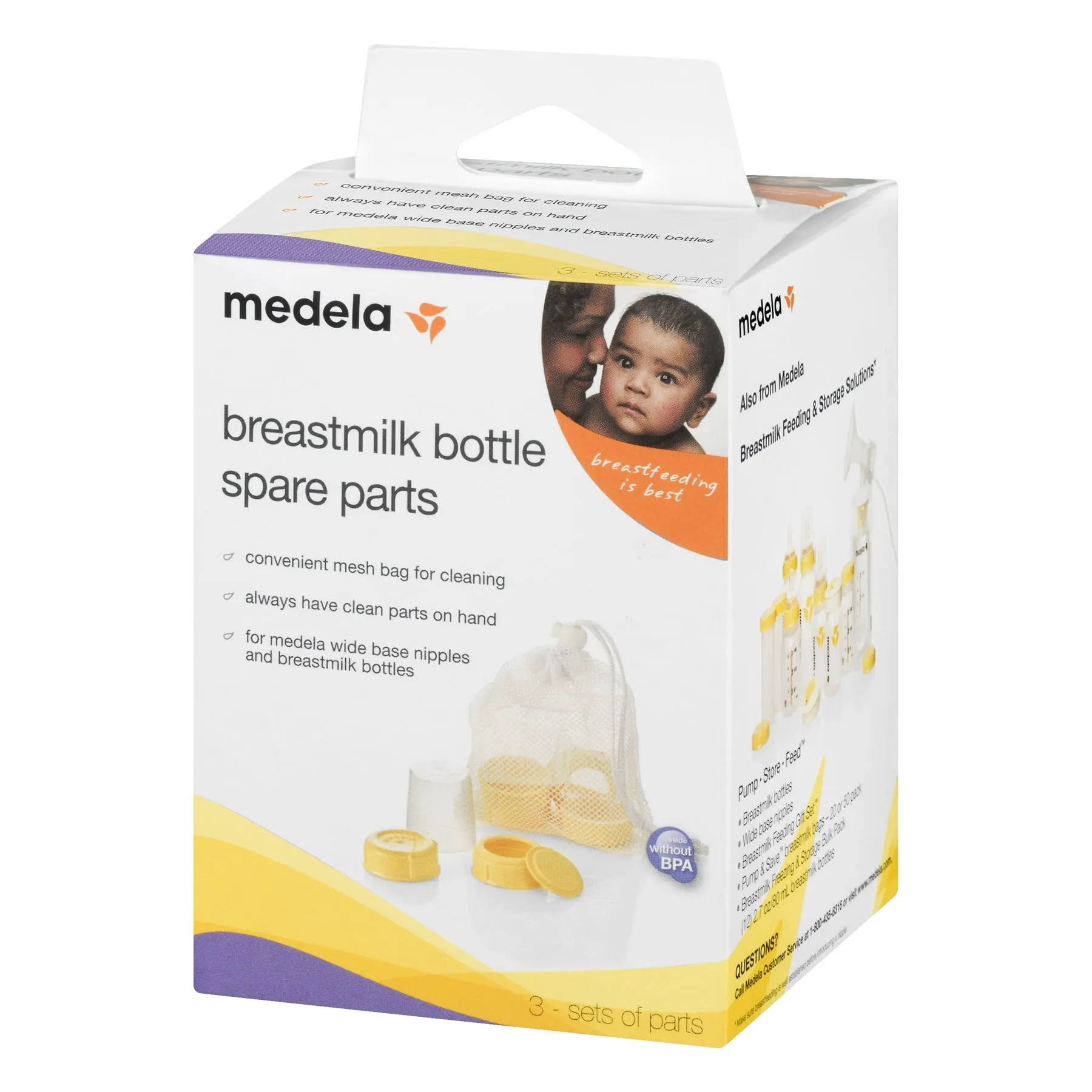 Medela Breast Milk Bottle Spare Parts Kit, Clear and Yellow, 87165, 13 Piece Set