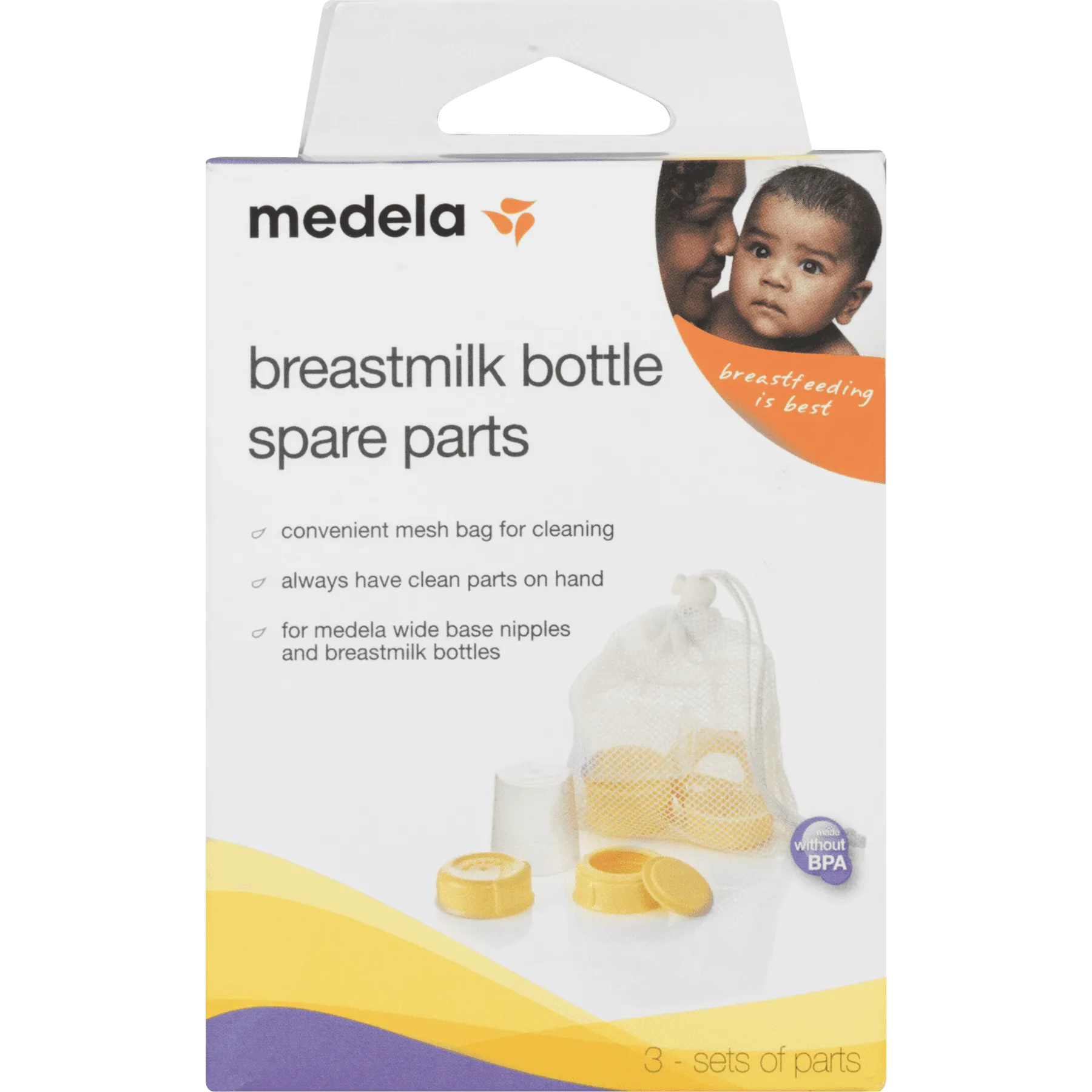 Medela Breast Milk Bottle Spare Parts Kit, Clear and Yellow, 87165, 13 Piece Set