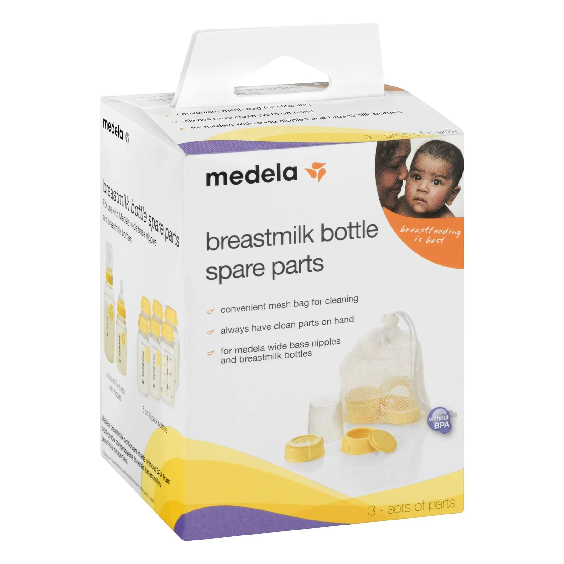 Medela Breast Milk Bottle Spare Parts Kit, Clear and Yellow, 87165, 13 Piece Set