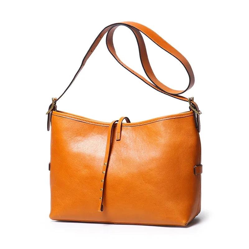 Medium Vegetable Tanned Leather Crossbody Handbag