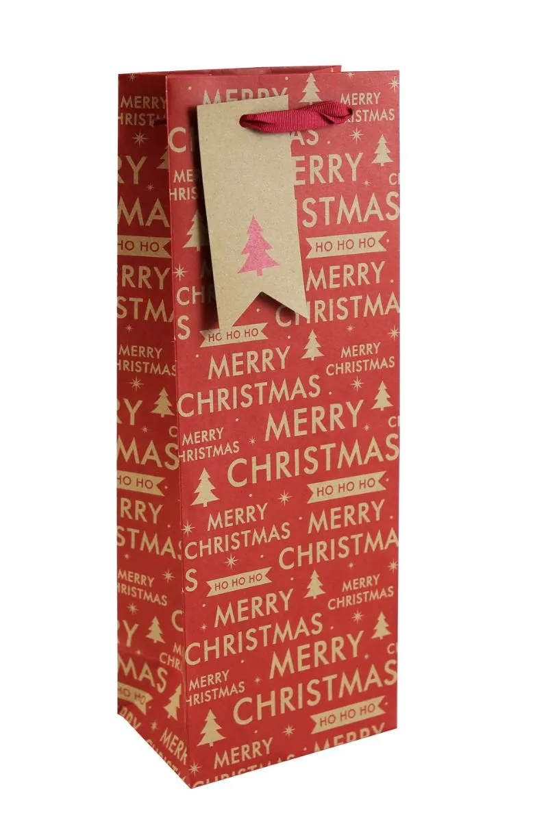 Merry Christmas Text Bottle bag