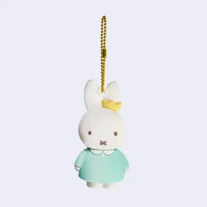 Miffy - Mascot Rubber Charm Keychain (Mint Green w/ Crown)