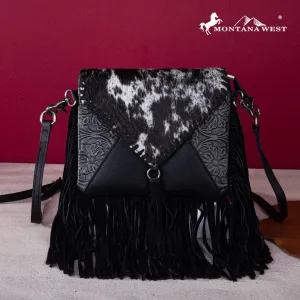 Montana West Genuine Leather Cowhide Fringe Crossbody