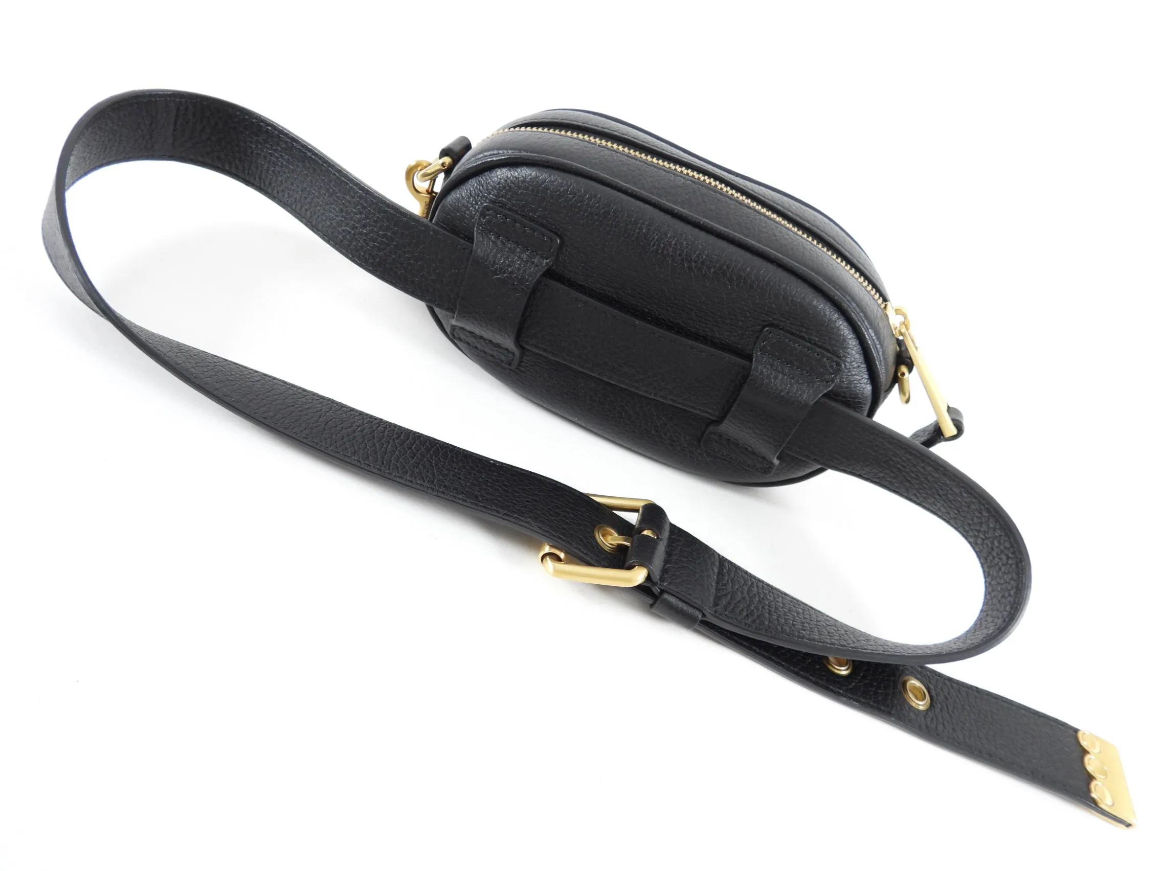 Moschino Couture Black Leather Fanny Pack Belt Bag