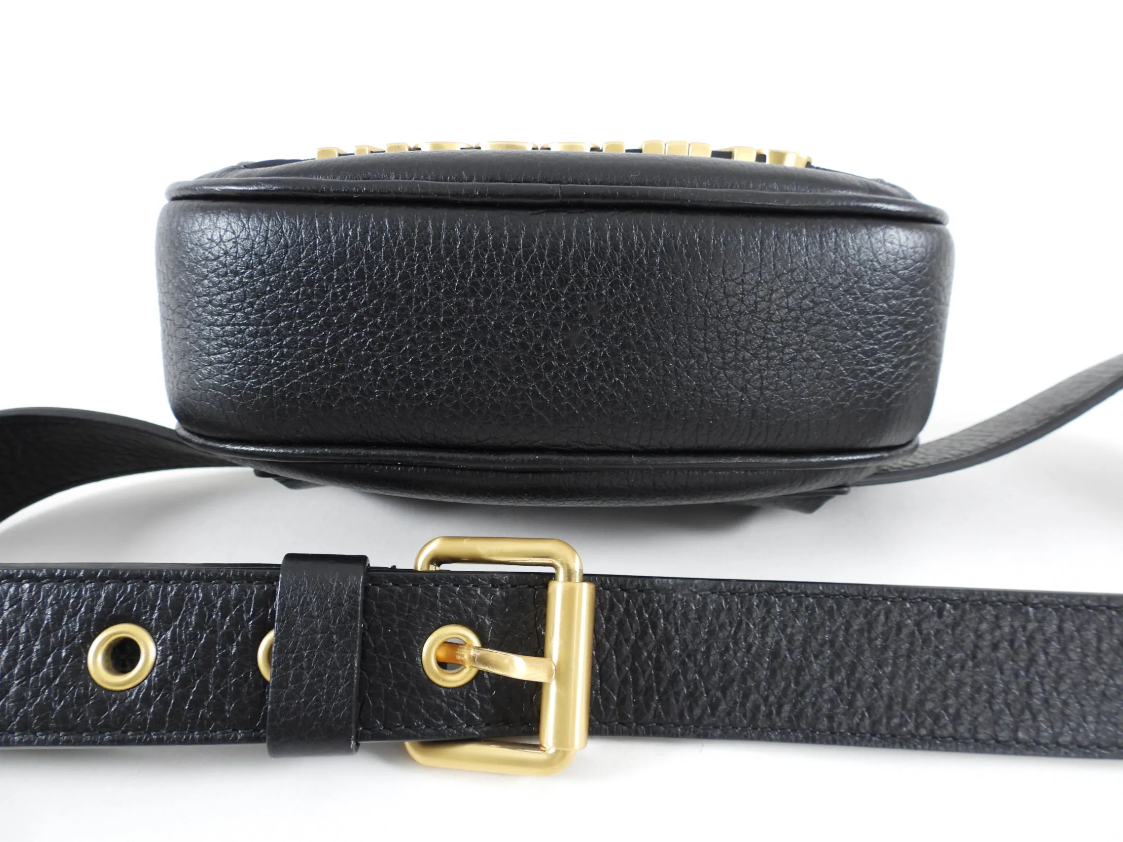 Moschino Couture Black Leather Fanny Pack Belt Bag